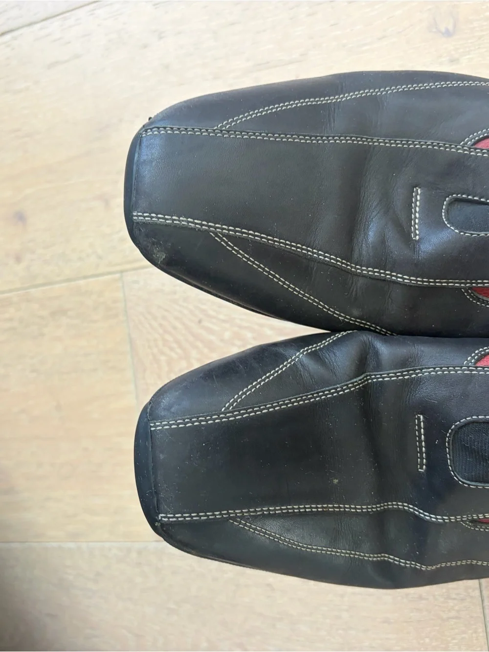 Bacco Bucci Black Leather Slip-On Loafers with Red Insets - Picture 10 of 10